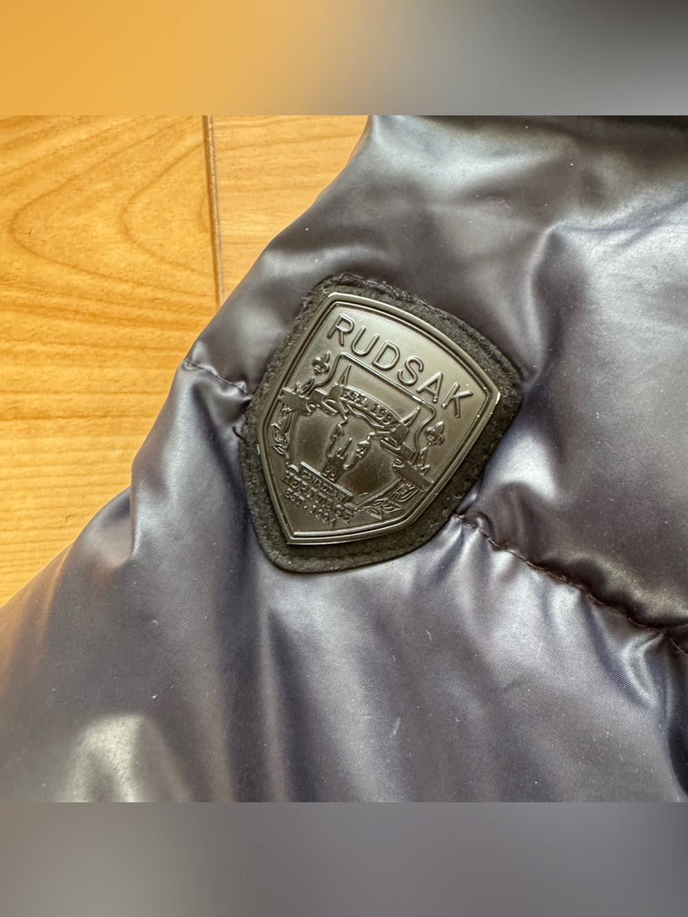 Rudsak Navy Puffer Winter Coat with Fur Trim and Leather Accents - Picture 15 of 15